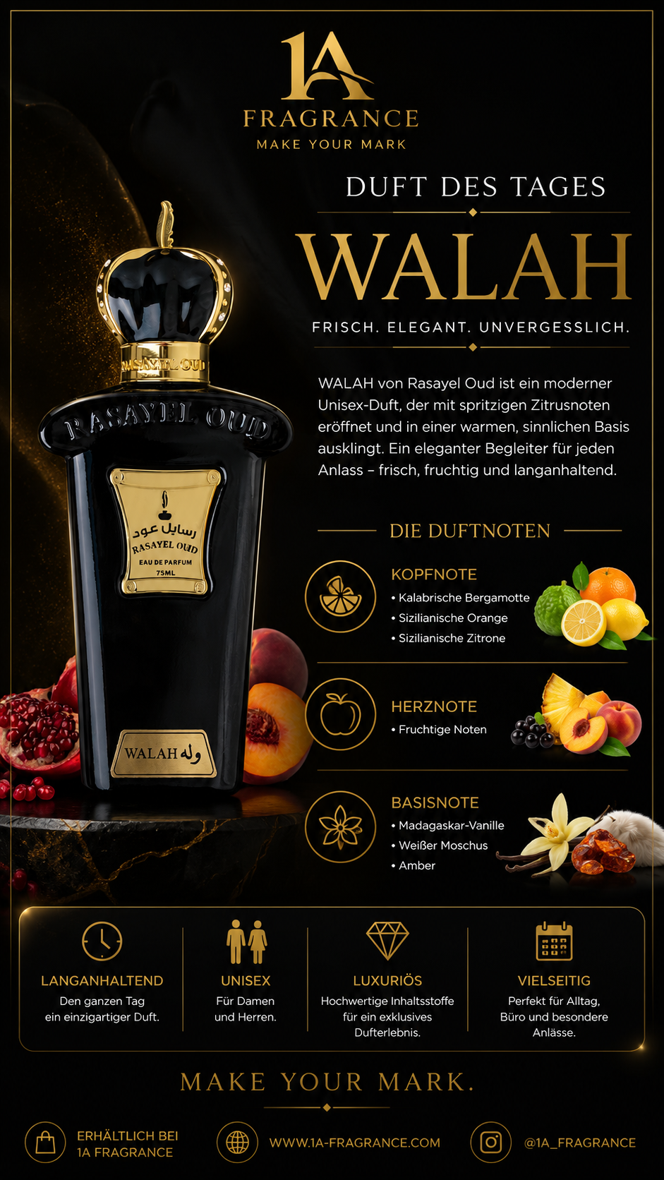 WALAH von Rasayel Oud | Eau de Parfum | Ein Duft, der Frische, Eleganz und Sinnlichkeit in perfekter Harmonie vereint