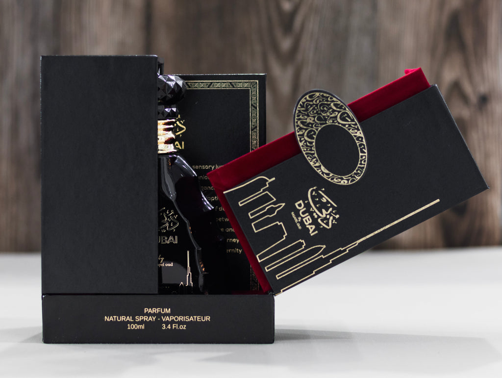 DUBAI BLACK Eau de Parfum von Rasayel Oud – Flakon im Detail