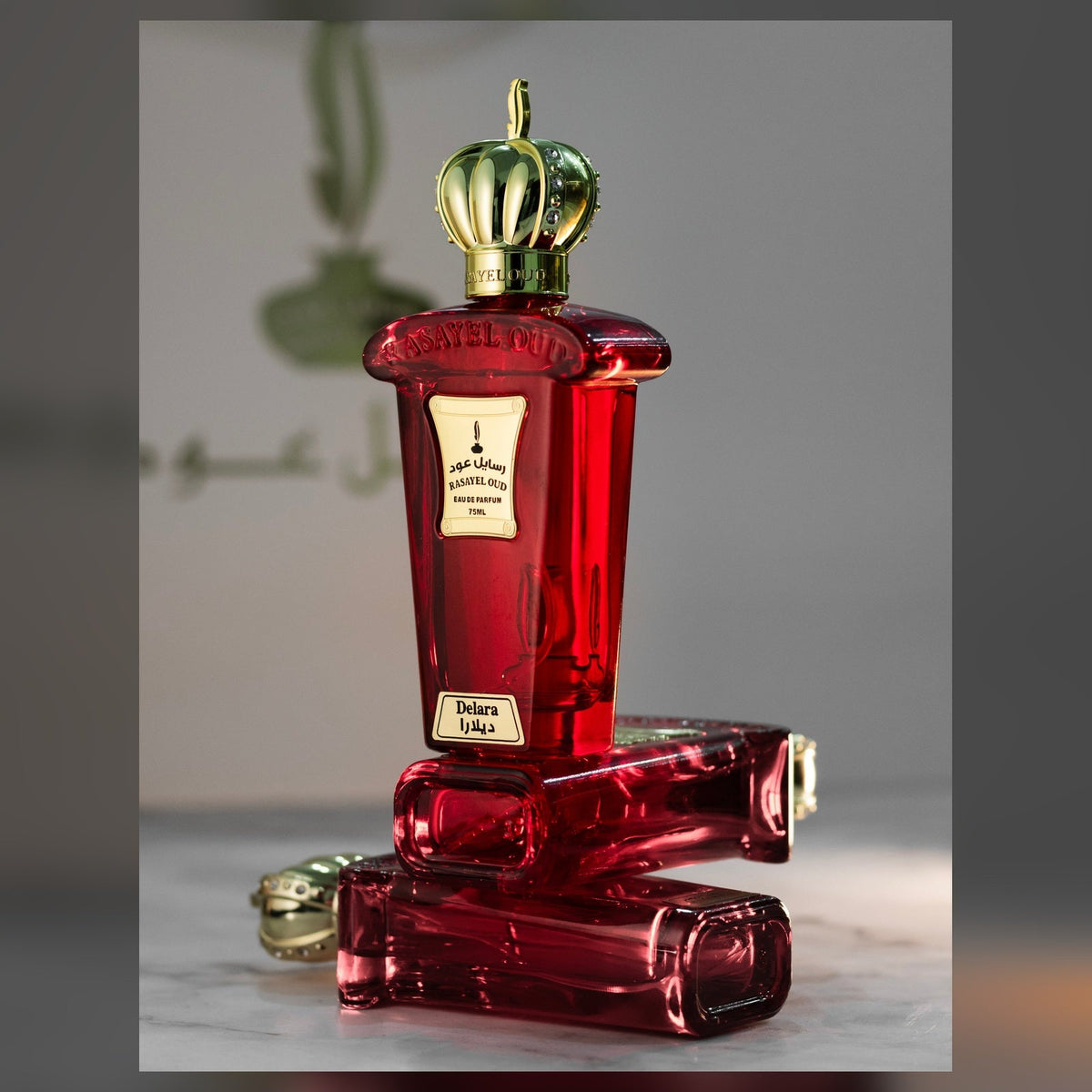 DELARA | Rasayel Oud | Eau de Parfum – großes Produktbild im 1A Fragrance Shopdesign