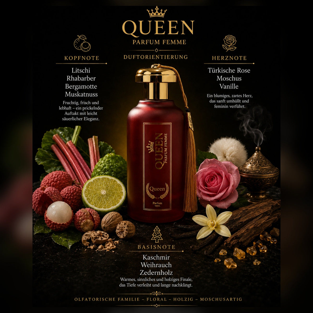 QUEEN | CHESS Perfume | Eau de Parfum | 100 ml – großes Produktbild im 1A Fragrance Shopdesign