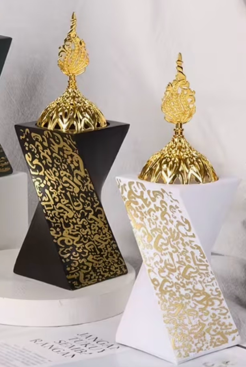 Räuchergefäße Schwarz-Gold und Weiß-Gold im Vergleich